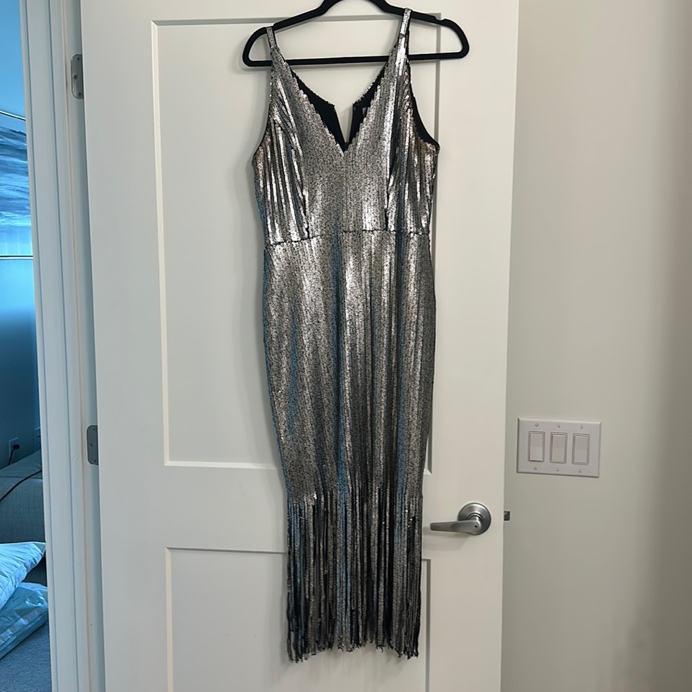 Dress the population - sequin fringe dress